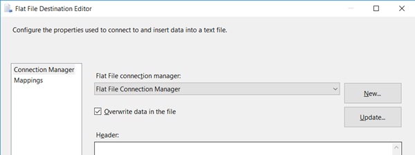Add a new SSIS flat file connection manager