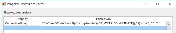 Create a timestamped filename for an SSIS flat file output