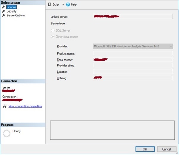 Set up linked server to SSAS tabular model