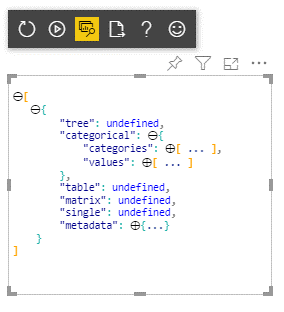 Power BI developer visual showing the categorical dataview