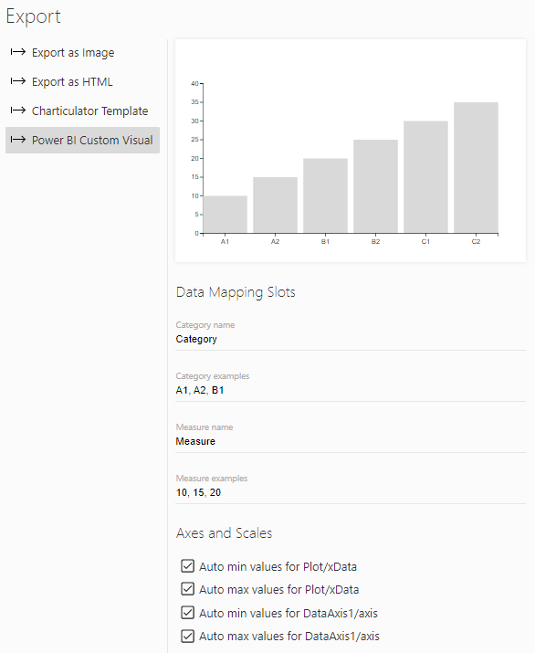 Export from Charticulator to Power BI custom visual