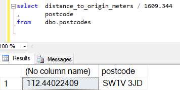 Distance between postcodes from  google maps distance matrix api saved to SQL Server