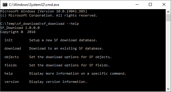 Shetland Salesforce download command line options 